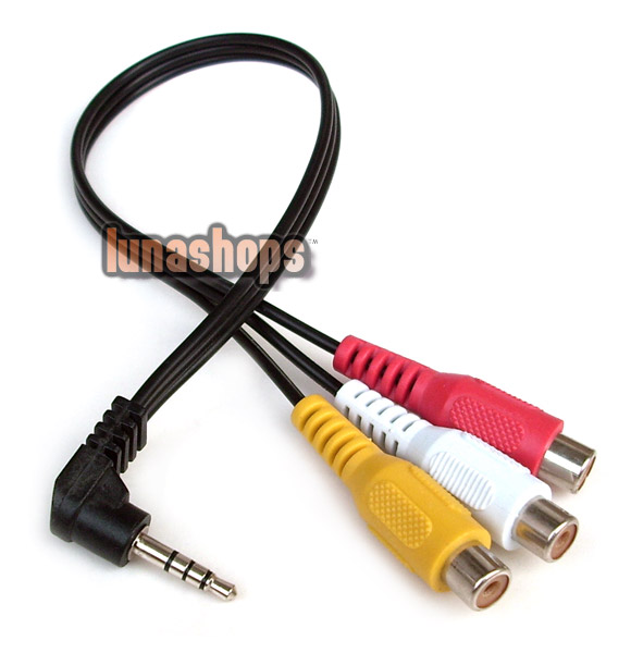 3.5mm 4 pole plug Male To 3 RCA plug Female A/V Composite video Cable Adapter