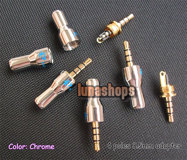 Chrome Color 4 poles Pailiccs Plug Audio Cable Connector 3.5mm male adapter