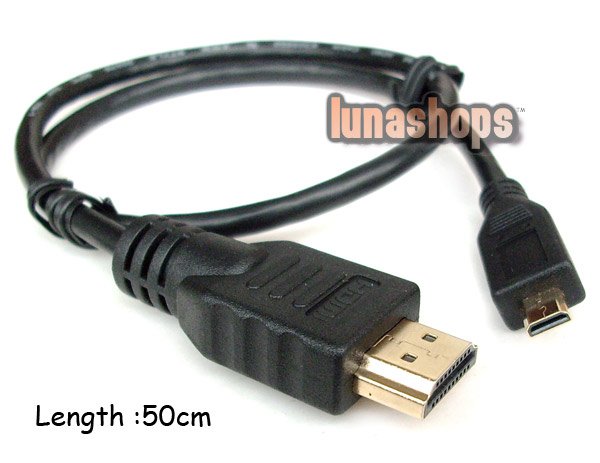 50cm Micro HDMI Male To HDMI Male 1.4 Adapter Cable for Nokia Motor Sony Mobilephone