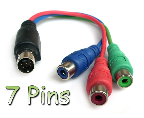 7 Pin S-Video Male To 3 RCA Female TV AV Cable Adapter