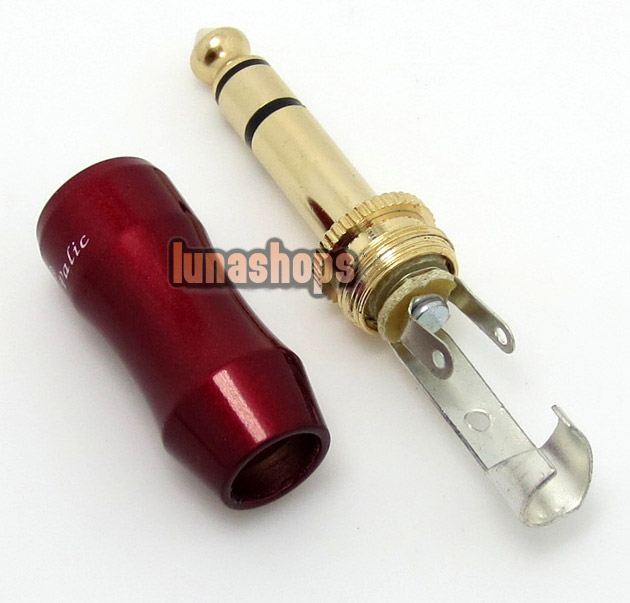 Red Type Pailic Pailiccs Stereo Plug Audio Cable Connector 6.5mm male adapter