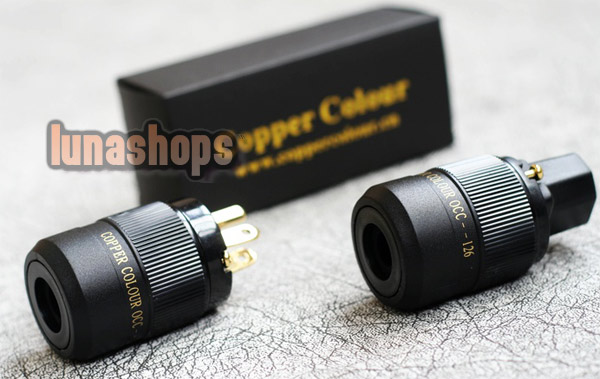 Copper Colour CC US OCC Single crystal copper +Gold palted Power Plug Male+Female kits
