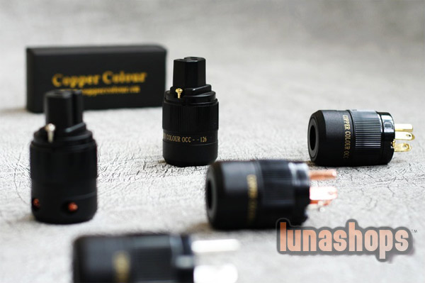 Copper Colour CC US OCC Single crystal copper +Gold palted Power Plug Male+Female kits
