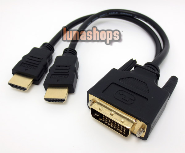 Dual 2 HDMI Male to DVI DVI-D 24+1 Male Splitter Cable Adapter Converter  