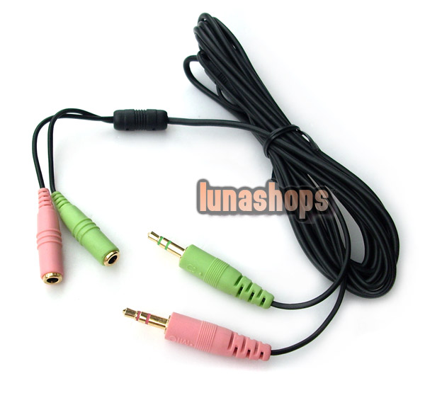 1pcs Duel 3.5mm Male To Female Stereo Audio Mic Skype Headset Extension Cable Adapter