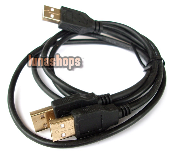 Gold USB 2.0 A to 3A Male Y Splitter Data Power Cable for PC 3.5 Hard Drive HDD Box