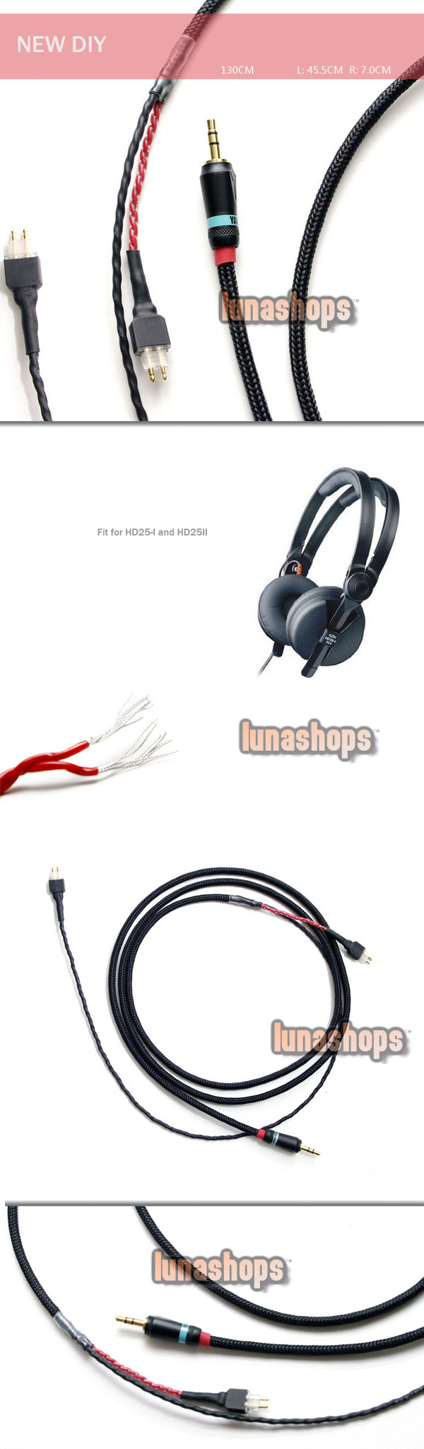 3.5mm Port cables for sennheiser hd650/hd600/hd25/hd580 headphone Earphone