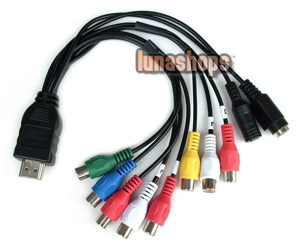 HDMI Male To 3 + 5 YPbPr Component 8 RCA Female 4 Pins S-video 2.5mm Converter Adapter Cable