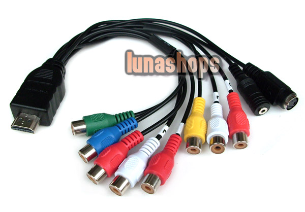 HDMI Male To 3 + 5 YPbPr Component 8 RCA Female 4 Pins S-video 2.5mm Converter Adapter Cable