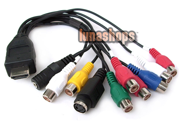 HDMI Male A Type to 8 RCA Female 4 pins S-video 2.5mm Converter Cable