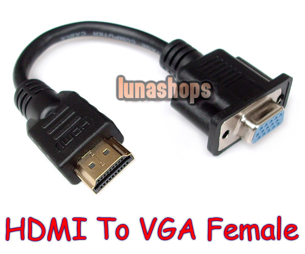 gfjfghfjfh Nero Durevole Leggero HDMI A VGA D-Sub 15 Pin Femmina Video Adattatore AV Cavo convertitore per HDTV Set-Top 