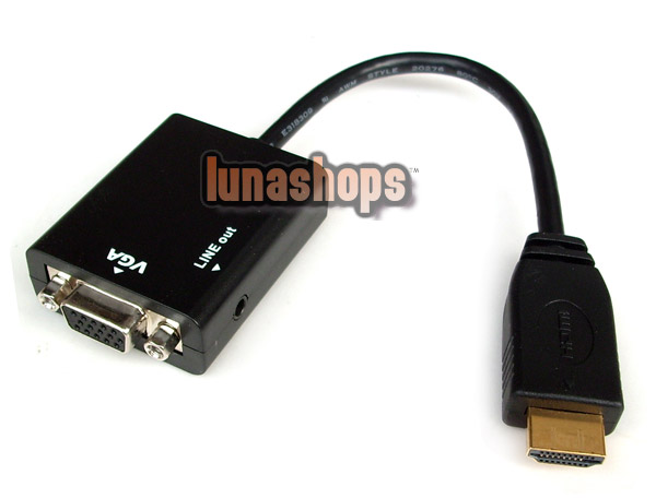 PC DVD HDTV HDMI to VGA Video Audio Converter Cable (Chip inside)+3.5mm line out
