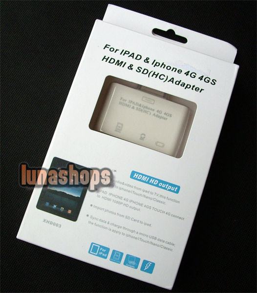 HDMI Dock Adapter HDTV Video SD Card Reader + USB Cable for iPad iPhone 4G