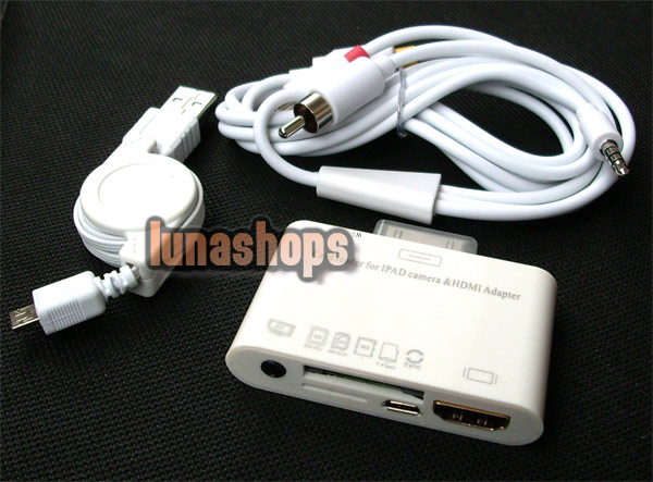 5in1 HDMI Camera Connection Kit Adapter AV RCA Cable SD Card Reader For iPad 1 2