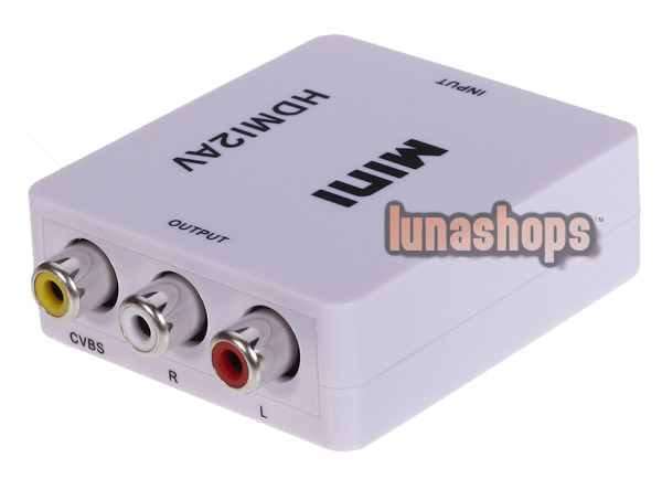 HDV-M610 MINI HDMI to AV CVBS/L+R Support 1080P Converter Adapter Box