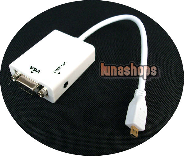 Micro HDMI Male to VGA Female Video Audio Converter Box Cable (Chip inside) + 3.5mm line out