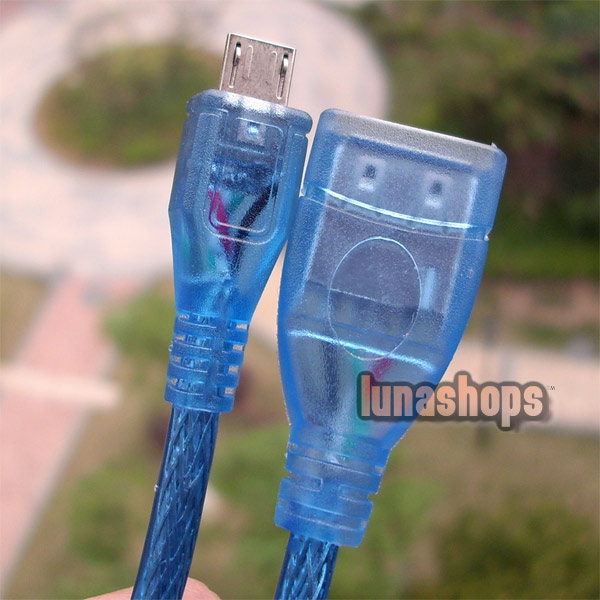 Blue Color Micro USB Male To USB Female Adapter Cable Converter OTG