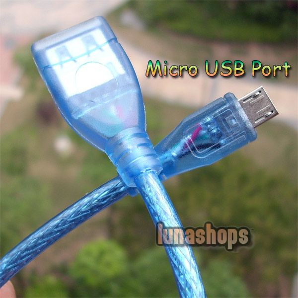 Blue Color Micro USB Male To USB Female Adapter Cable Converter OTG