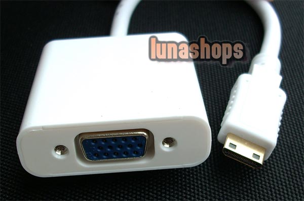 Mini HDMI Male to VGA Female Video Audio Converter Box Cable (Chip inside)