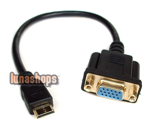 Mini HDMI Male to VGA HD15 Female M/F Connector Adapter Cable for HDTV DVD