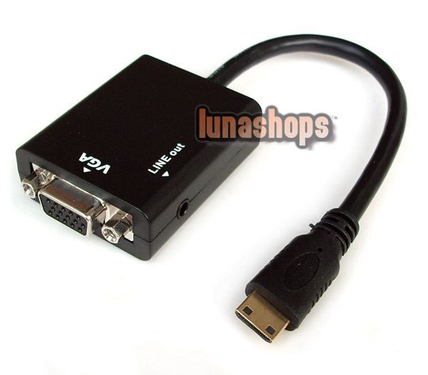 Mini HDMI Male to VGA Female Video Audio Converter Box Cable (Chip inside) + 3.5mm line out