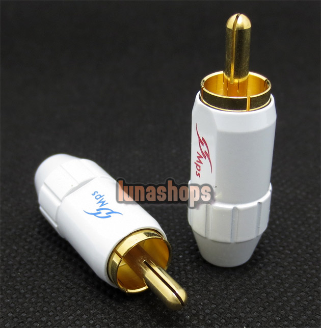 1pcs Fish 4/W MPS RCA AV Plug 4mm Tail RCA Gold Plated Hifi For Diy