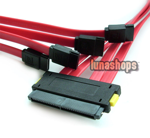 SAS Controller SFF-8484 32 Pin to 4 SATA 7 Pin HDD Back Plane Cable 50cm Red