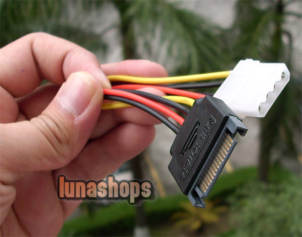 Serial ATA 15 Pin SATA Male plug to 4 Pin IDE Female jack Power Cable