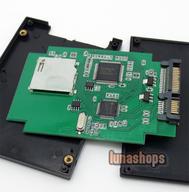 SD/SDHC/TF/MMC Flash Memory card to SATA Adapter as 2.5" SATA SSD + Box