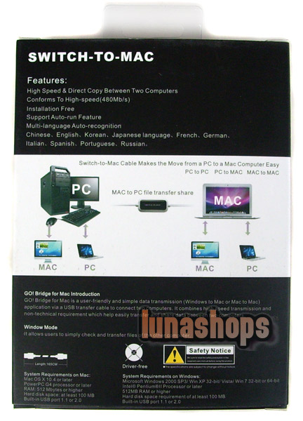 MAC To PC File Transfer Share Swith To MAC Adapter USB Data Male To Male Cable