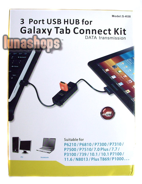 3 Port USB HUB For Samsung Galaxy Tab Connect Kit Data Transmission