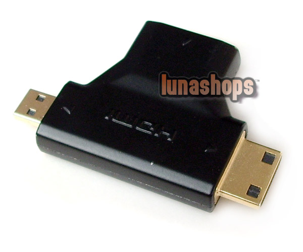 HDMI Female To Mini + Micro Male T Shape 90 Degree Converter Connector Adapter All in 1