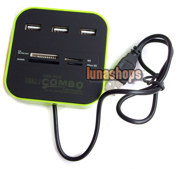 All In One Multi-card Reader with 3 ports USB 2.0 hub Combo for SD/MMC/M2/MS MP