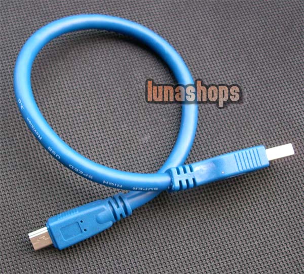 30cm USB 3.0 A to Mini B Male to Male 10 Pin Cable Blue