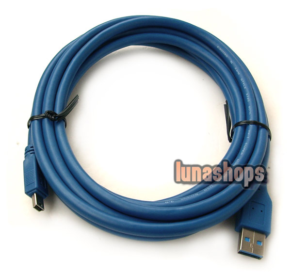300CM USB 3.0 A to Mini B Male to Male 10 Pin Cable Blue