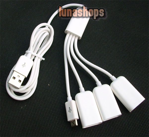 USB Male To Micro USB Male + 3 USB Female Hub Splitter Cable Adapter