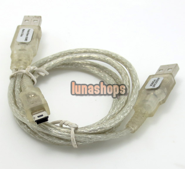 USB A Male to Male Mini B 4 Pin M-M Cable + Power Supply Transparent