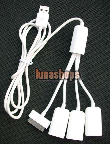 USB Male To Ipad Dock + 3 USB Female Hub Splitter Cable Adapter