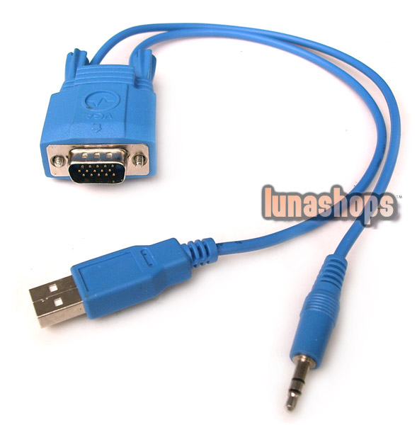 VGA Male to RJ45 Female + 3.5mm + USB Cable Adapter Convertor