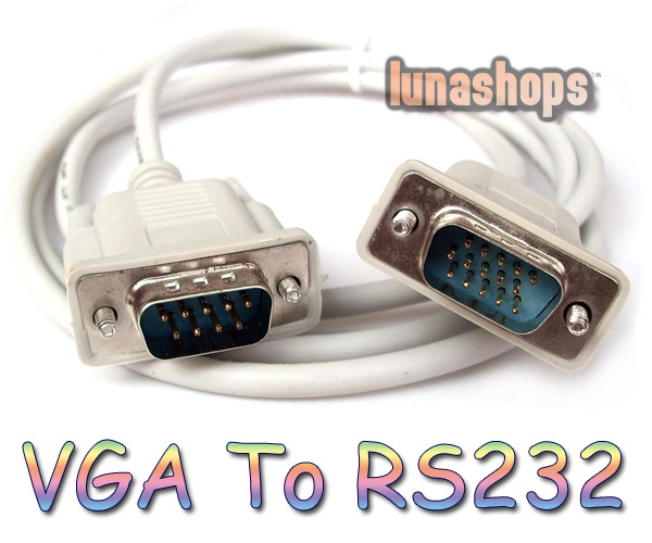 RS232 DB9 9 Pin Male to VGA Video 15 Pin D-SUB Converter Adapter Cable Lead