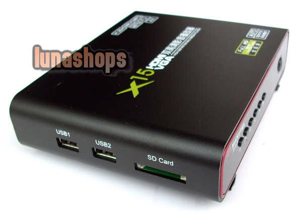 Manytel X15 HDMI+VGA Dual 1080P HDD Media Player with SD/USB/HDMI/COAX/AV Portable